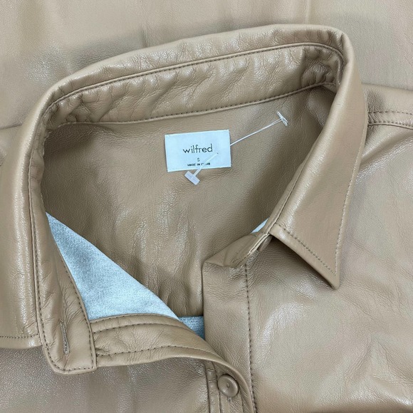 Wilfred Taryn Button Up Shirt Vegan Leather Brown Size S - Picture 9 of 9